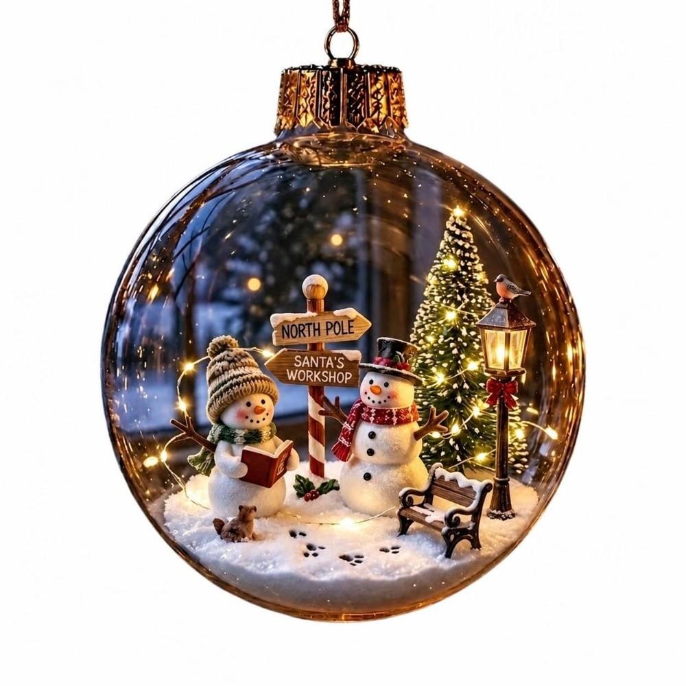 Transparent Christmas Ball Ornament Acrylic Snowman Crystal Ball Holiday Ornament