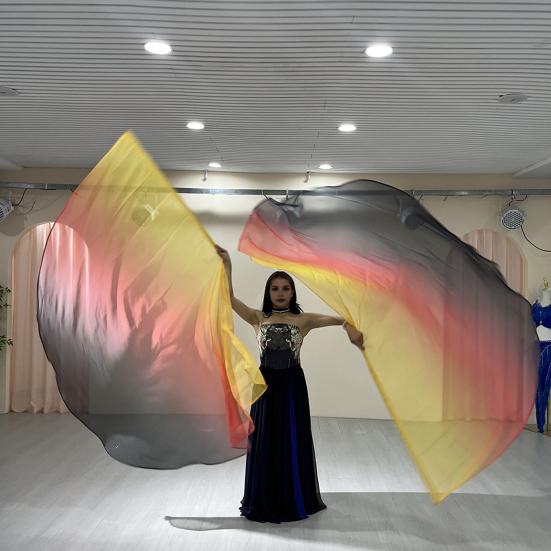 Half Circle Flag Flowing Shrittle Reflective Material Vibrant Gradient Colors Stretchable Metal Rod Lightweight Dance Flags Praise