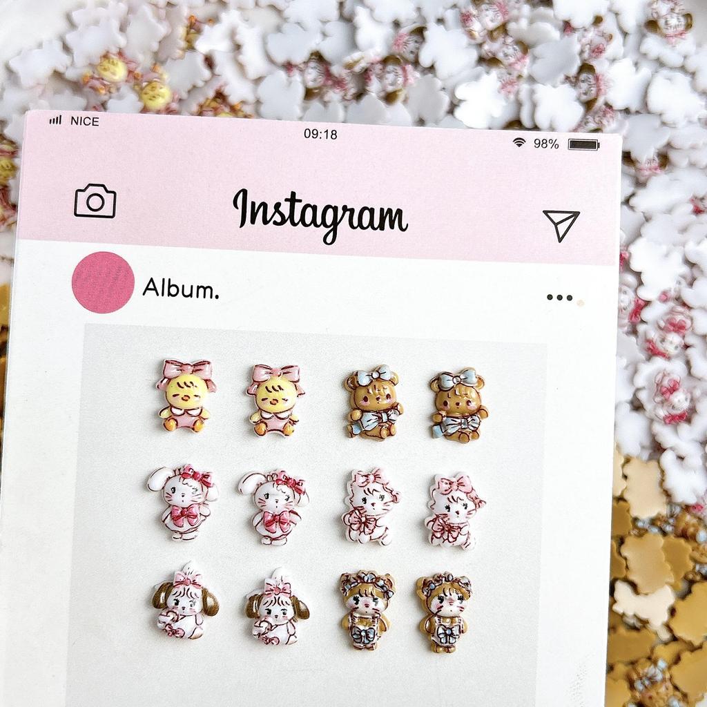 3D Cute Bear Nail Art Accessories: Mixed Style Cream Glue for DIY