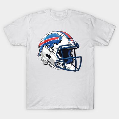 Мужская черная футболка с принтом Шлем для американского футбола Buffalo Bills – Классический логотип команды Спортивная футболка из хлопка с термотрансферной печатью без вырезки
