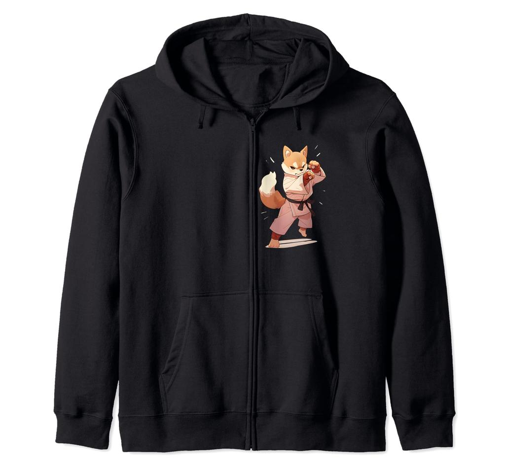 Shiba Inu Fluffy and Not Scary Zip Hoodie Karate