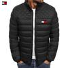 Men's European & American Stand-Up Collar Cotton-Padded Jacket - Solid Color Casual Sportswear