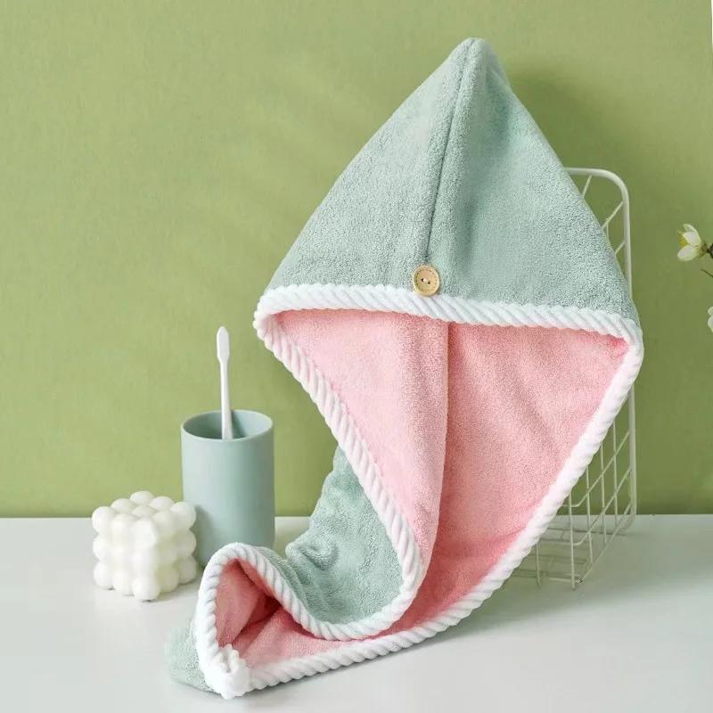 Coral Plush Dry Hair Cap Double Layered Thickened Women Water Absorbing Quick Drying Hair Wiping Towel Bath Cap Headband Towels