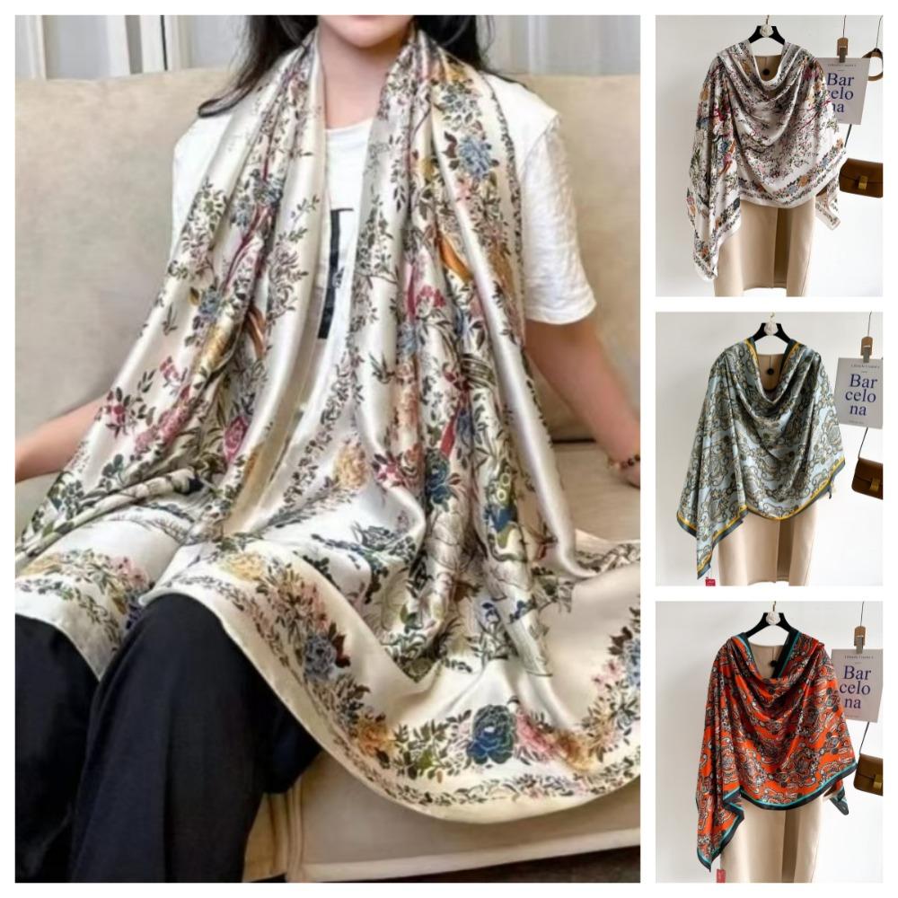 Soft Satin Neck Scarves Sunscreen Beach Hijab Fashion Silk Scarf Shawls Dress Decor