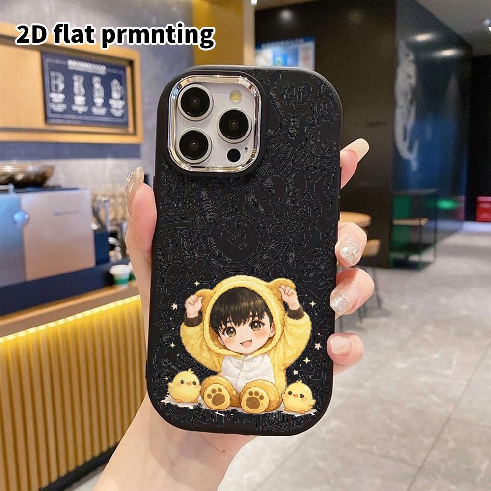 Чехол для телефона: 2D плоский дизайн, подходящий для защитного чехла iPhone 18 17 16 15 14 13 Pro, стиль для пары, милый мальчик, рождественский и хэллоуинский подарок
