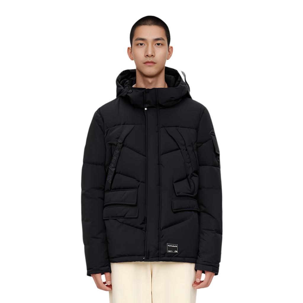 Li Ning Sports Fashion Loose Thick Long Down Jacket Men Outerwear Standard-Black AYMP041-2