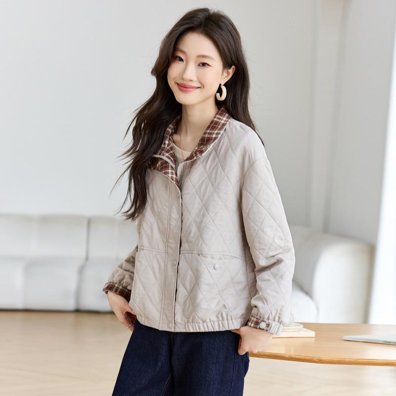Трендовая клетчатая куртка пэчворк для миниатюрных женщин, стройнящая