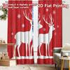2pcs, 2D FLAT PRINTING Curtains (Without Rod) Reindeer Duo Christmas Holiday Curtains Semi-Sheer Curtains Decorations Inside Use