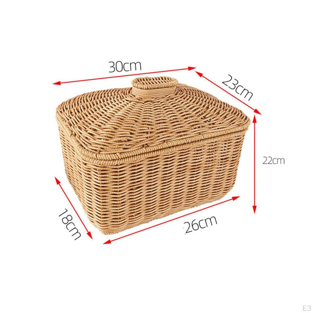 Imitation Rattan Storage Basket ,Woven Container ,Organizer, Handwoven Tray, for Entryway