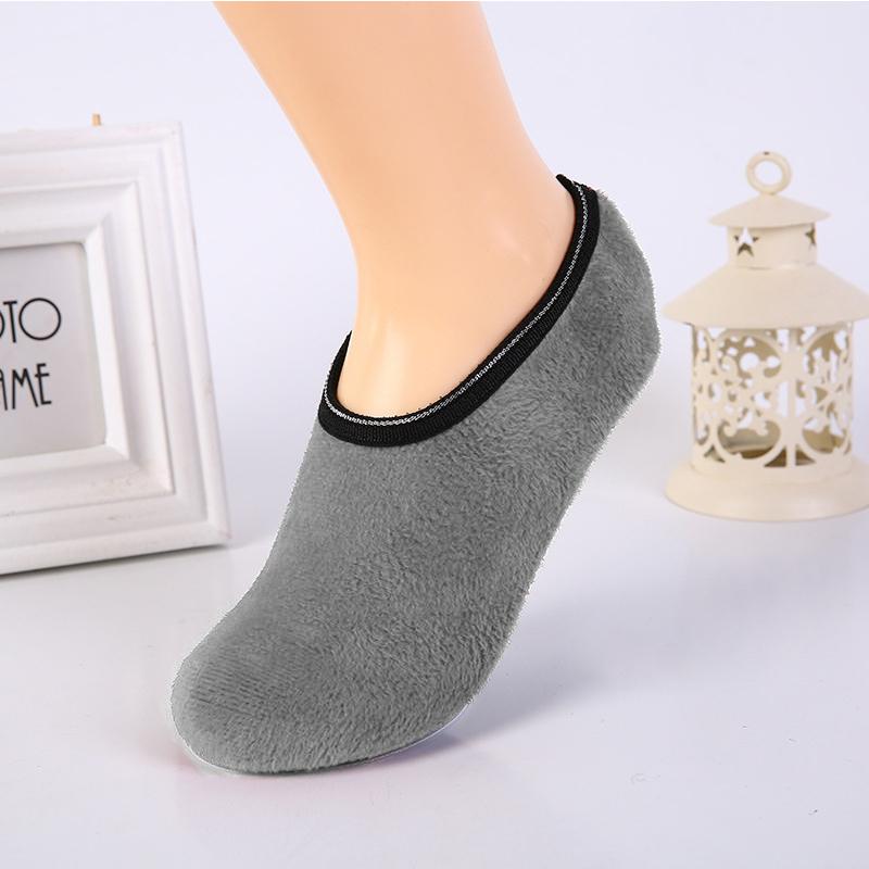 Женские флисовые тапочки, теплые противоскользящие домашние носки, мягкий спортивный шлейф, размеры 34–39