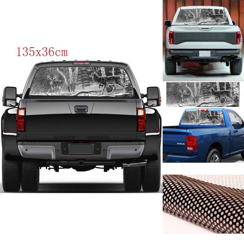 Задний грузовик для окна Лес Олень Автомобильные наклейки Графика Перфорированные