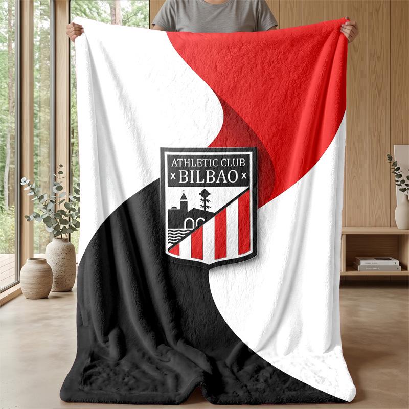 Athletic Bilbao Football Print Flannel Blanket, Soft Warm Lightweight Throw Blanket for Sofa Bed Camping
