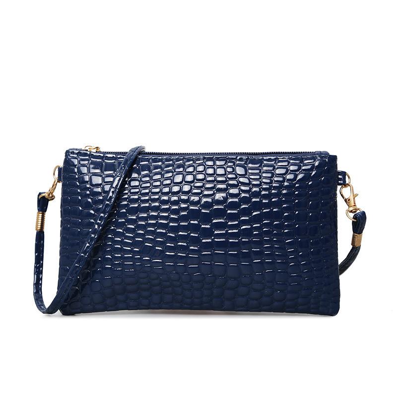 Patent Leather Bag Trendy Shoulder Bag Women's Japanese and Korean Coin Bag Crocodile Pattern Crossbody Bag Mobile Phone Coin Wallet