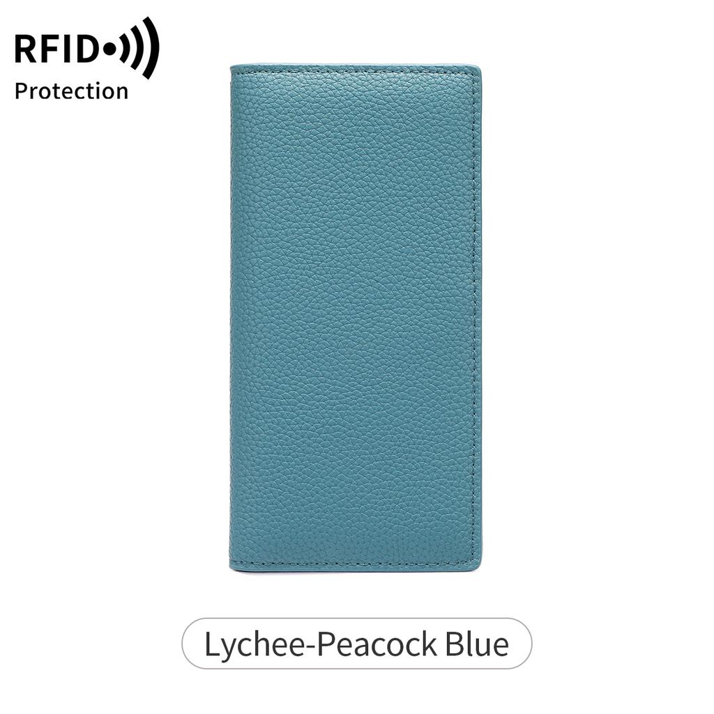 Минималистичный ультратонкий женский кошелек с RFID-защитой, держатель для кредитных карт, складной длинный женский кошелек, однотонный, портативный клатч