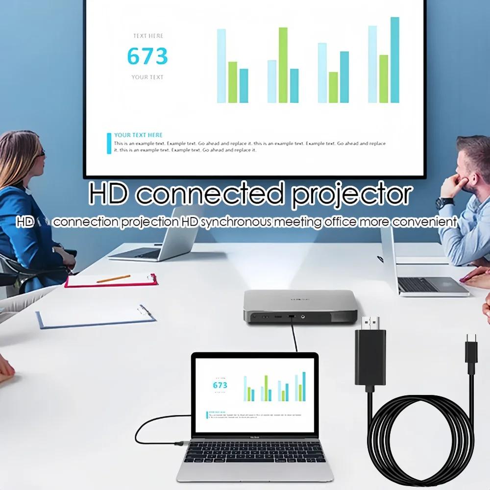 Адаптер кабеля типа C к HDMI 4K 60 Гц USB C к HDMI Высокоскоростной USB C к HDMI-совместимый конвертер для проектора HDTV планшета