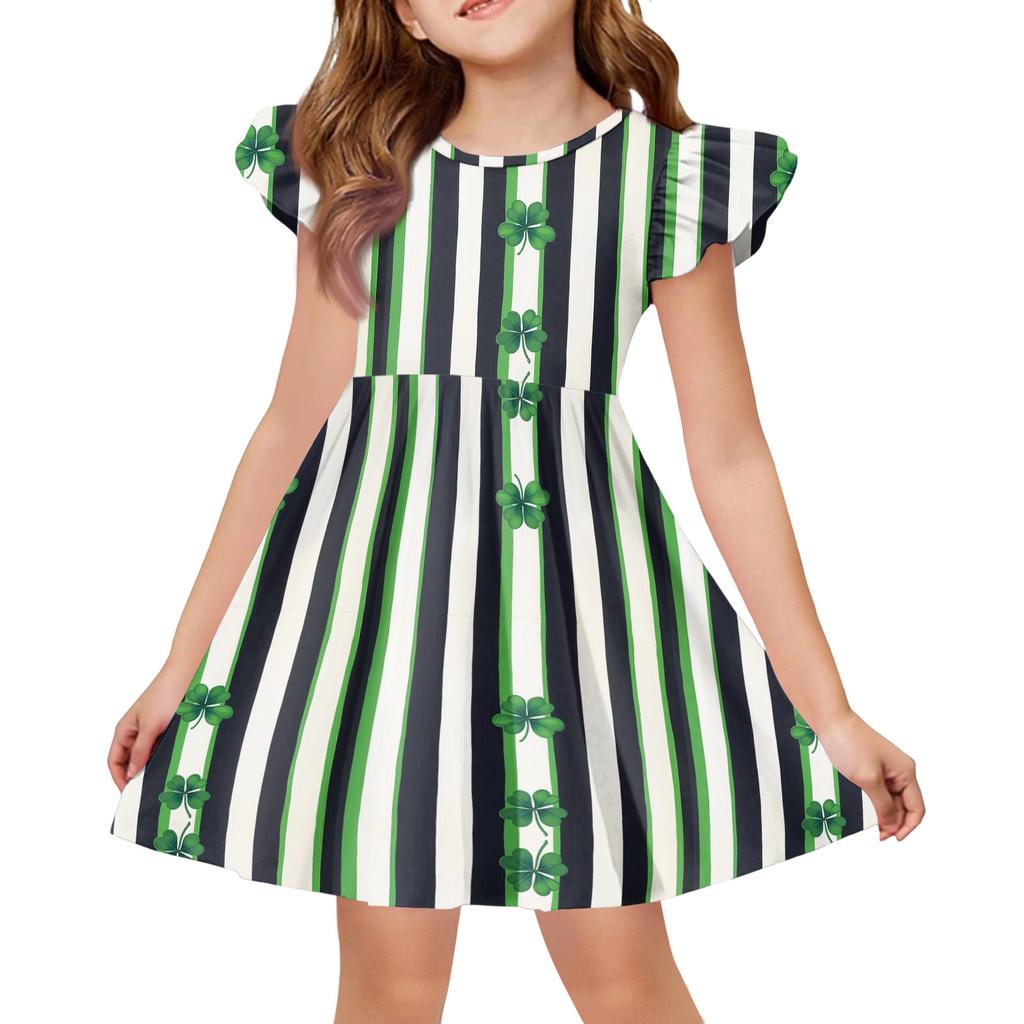 Girls' Summer Princess Dress - A-Line T-Shirt Dress St. Patrick's Day
