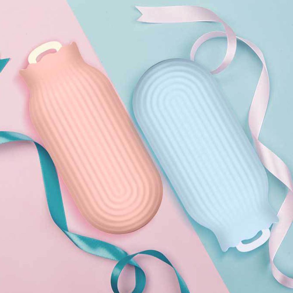 Microwave and Fridge Safe Silicone Hot Water Bag Leak Resistant with Comfortable Knitted Cover for Heat Therapy