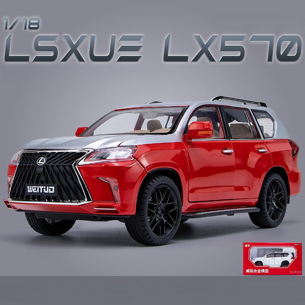 AAOV1 1/18 Lexus LX570 SUV Sport Toy Car Diecast Metal Model Miniature Pull Back Sound Light Doors Openable Collection Gift For Kids