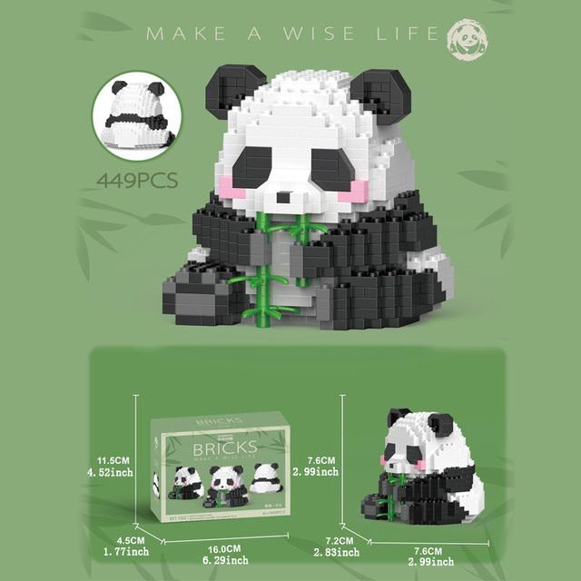 Mini Cute Creative Panda Micro Building Blocks 3D Diamond Model Animals Bricks DIY City Construction Toys for Children Kids Gift