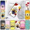JM31 Minion Cartoon Black Soft Case for iPhone 16 15 Plus 14 13 Pro 8 SE XR XS Max P30 Nova 5T Y5P Y6 Y7 Y8P Y9 Realme C30 C33 C31 VIVO Y36 V27