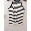 C's Narrow Shoulder Halterneck Stripes Vest Export Accessible Luxury High Elastic Silm Slimming Knitted Sling Tops Women