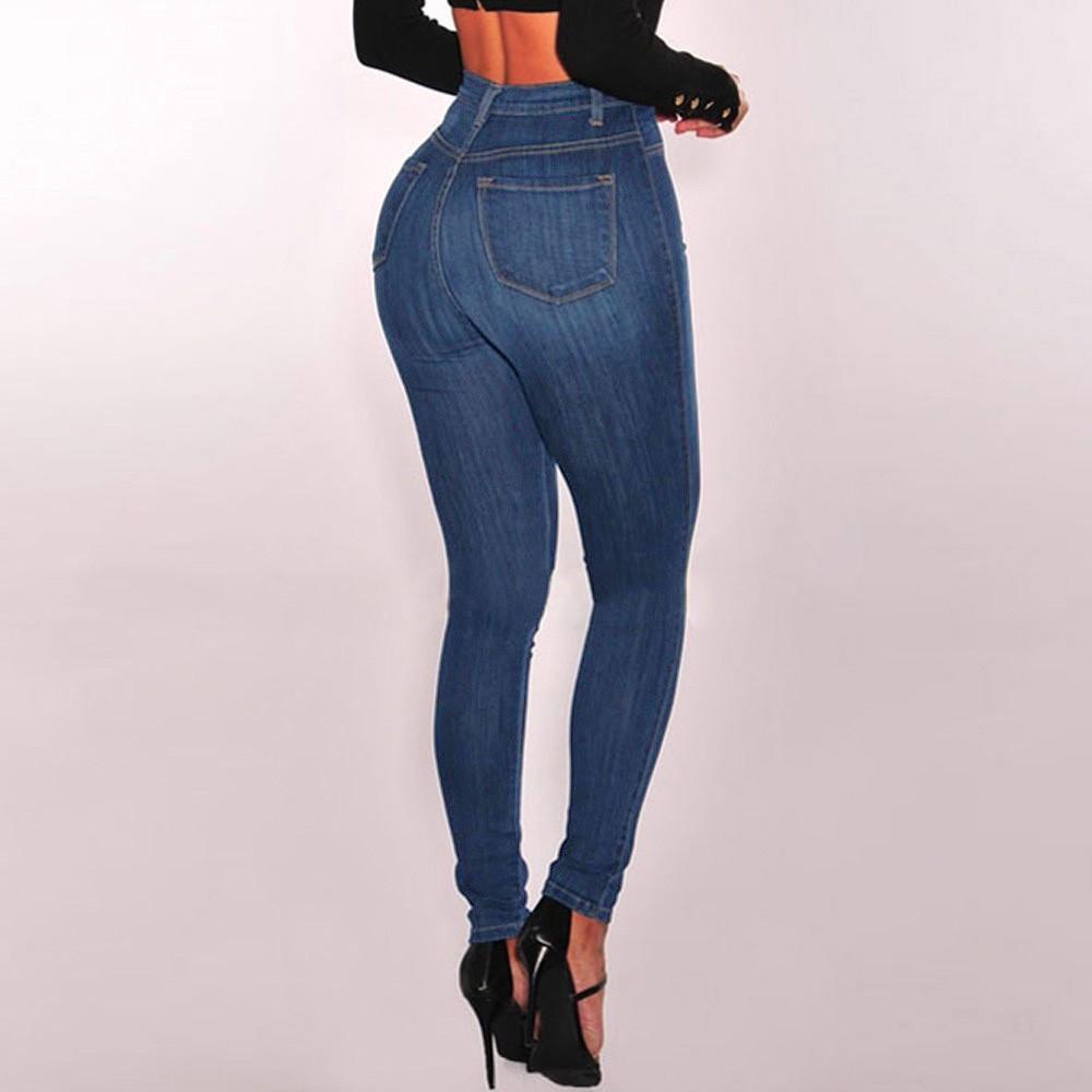 Женские узкие джинсовые джинсы с высокой талией, эластичные узкие брюки, джинсы длиной до икры