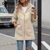 Women's Fall and Winter Cardigan Hooded Medium-length Zipper Loose Plush Jacket