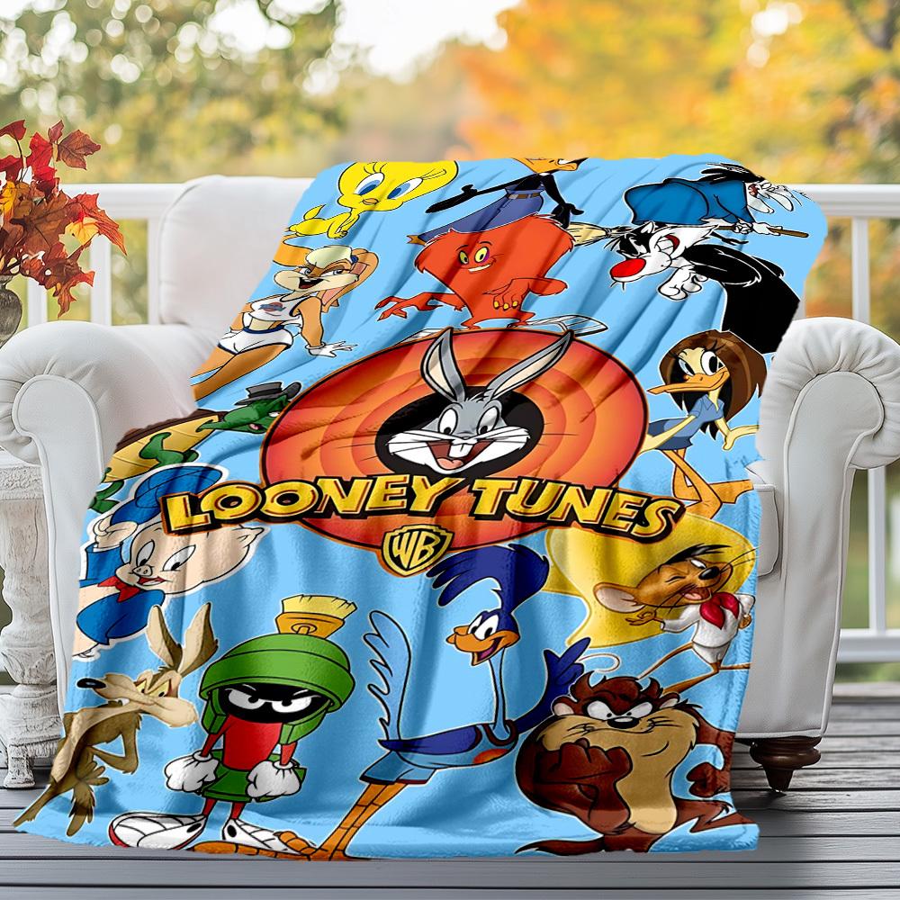 1 шт. Пледы из фланели Looney Tunes для улицы, мягкий плюшевый декор для пикников, кемпинга, спальни, игровой комнаты или перерыва на обедn1197A