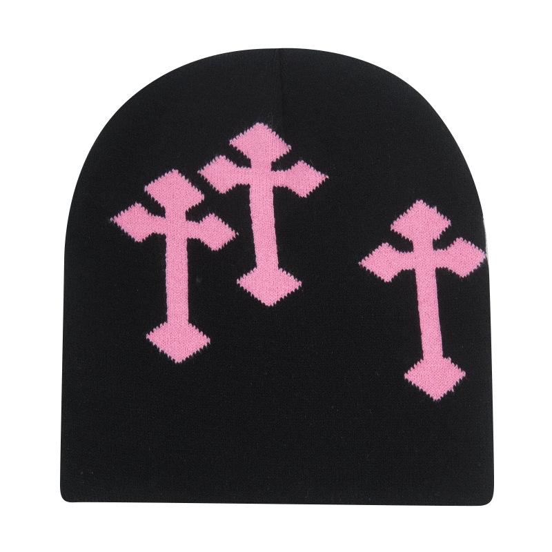 Зимняя модная вязаная шапка для женщин и мужчин, сохраняющая тепло, парные шапки Skullies, ветрозащитные весенние велосипедные шапки с крестообразным декором, шапка-бини