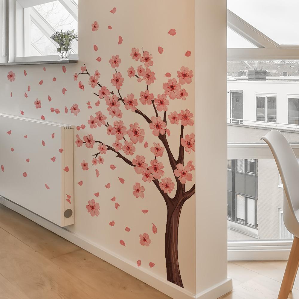 2 шт. акварельные ветки деревьев персиковый цвет птица спальня гостиная домашний фон украшение настенные наклейки