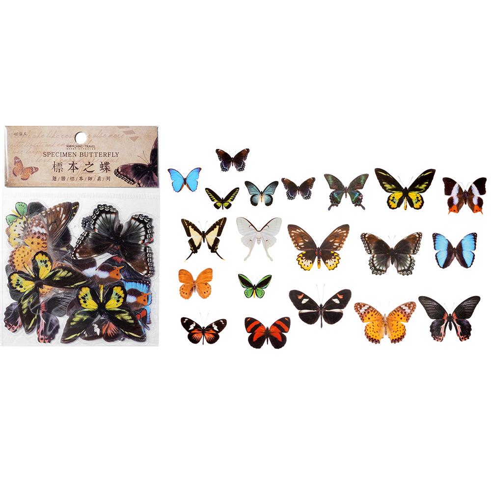 40pcs Colorful Butterfly Wings Stickers Epoxy Resin Fillings Plant Sticker for DIY Silicone Mold Filler Nail Art Crafts Decor