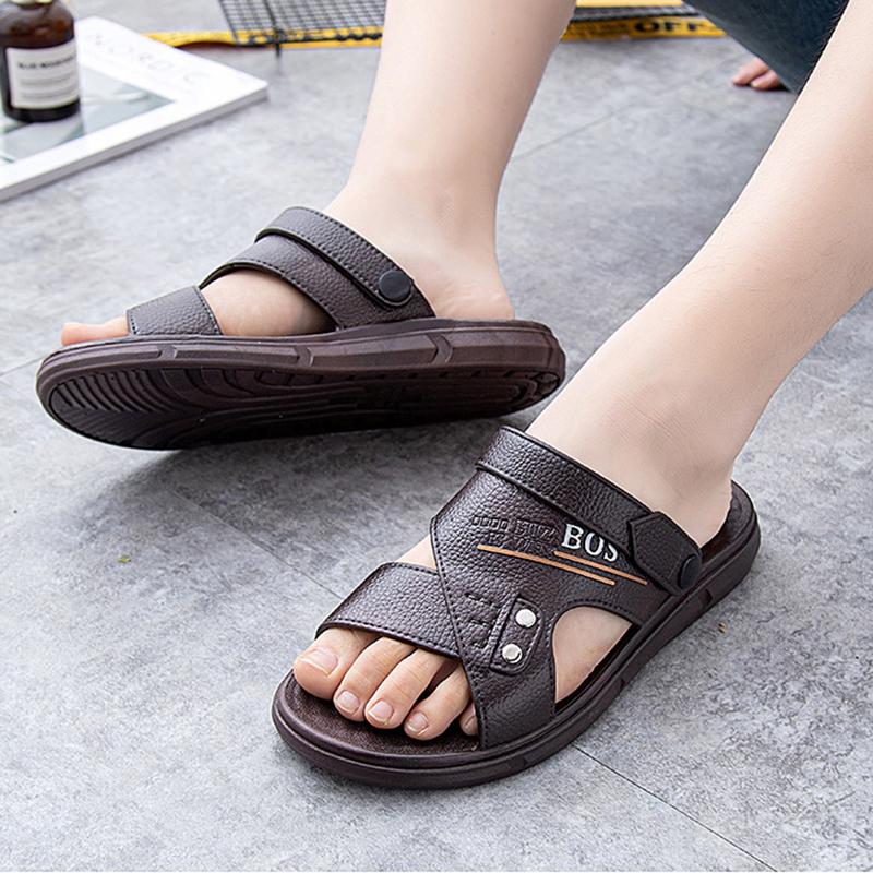 Fashion Men's Summer New Sandals and Slippers Male Thick-soled Leisure Beach Shoes Non-slip Open-toe Breathable Sandal Zapatillas Hombre