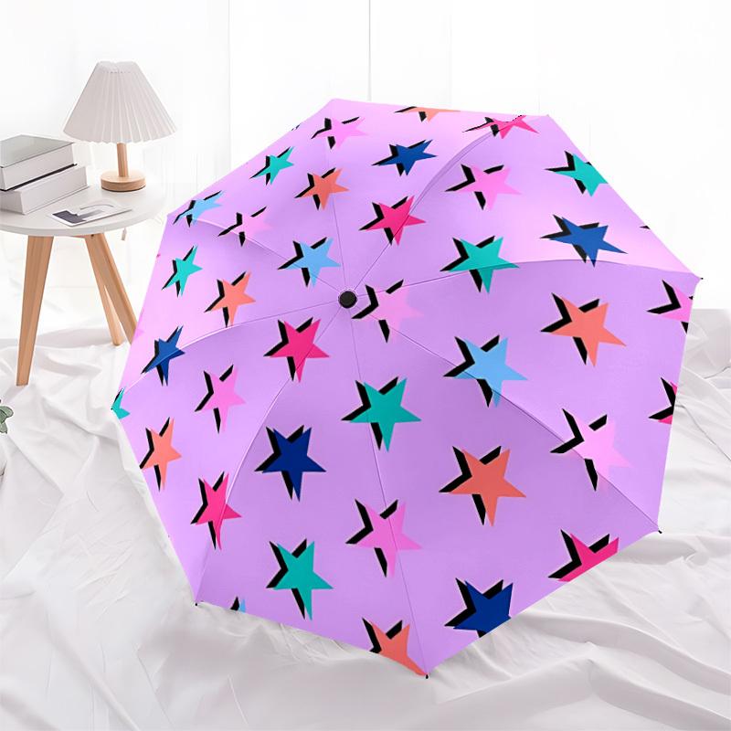1pc Star Pattern Automatic Opening/Closing Folding Umbrella with 8 Ribs,Windproof Portable Sunshade Umbrella Holiday gift yy260401096