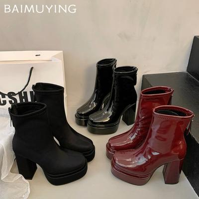 Ботильоны на супер высоком каблуке, женские сексуальные кожаные туфли на платформе, женские зимние готические платья 2025 года, зимние челси, Botas De Mujer