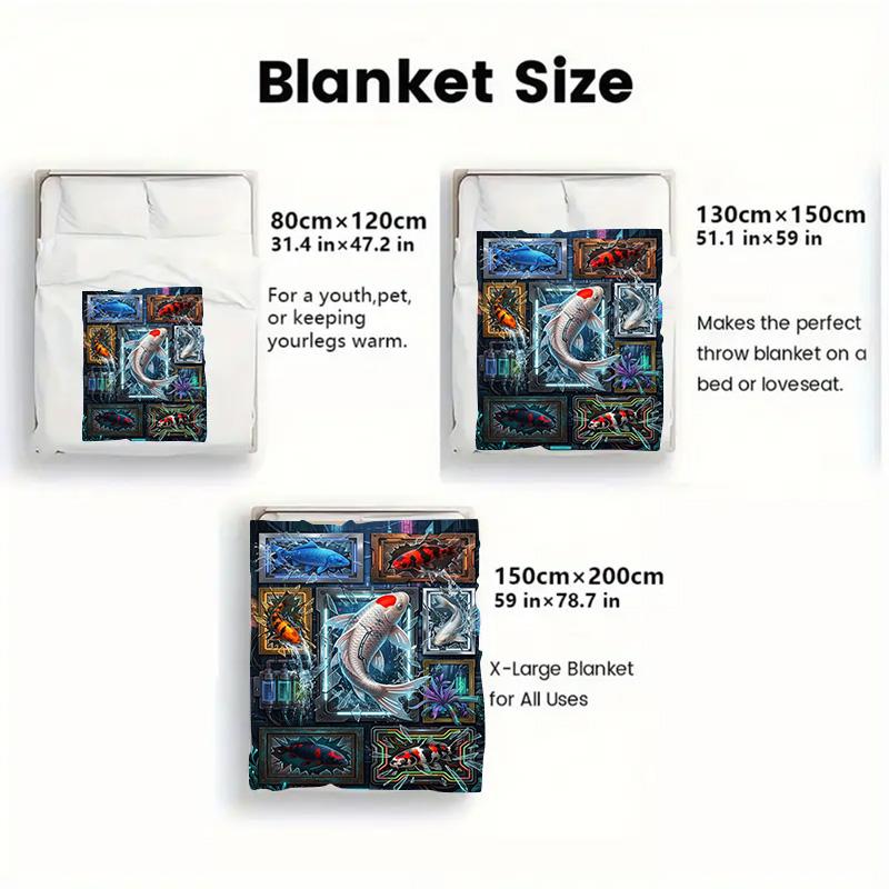 Cybernetic Fish Art 2D Flat Pattern Flannel Blanket, High quality All Seasons, Home Decor, Warmth and Comfort, Perfect for Christmas Gifts.