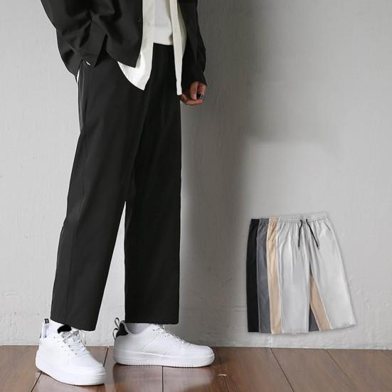 Мужские брюки с эластичным поясом, уличная одежда, тонкие стильные повседневные брюки с прямыми штанинами, популярные универсальные 3D кройки