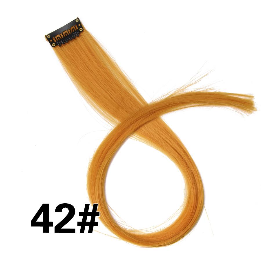 Clip In One Pieces Hair Extensions Straight Ombre Purple Blue Pink Extension Hair Women Synthetic False Fake Hair