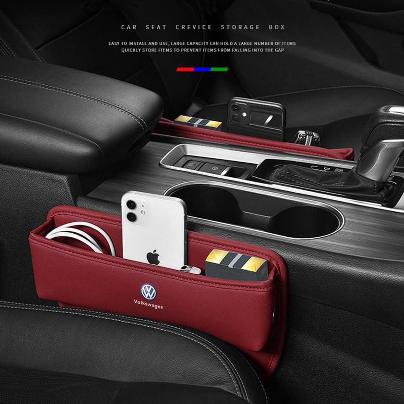 Hub Caps Car Seat Gap Organizer Leather Storage Box Interior Accessories For VW Volkswagen Golf Polo Passat Tiguan Touran Jetta EA1