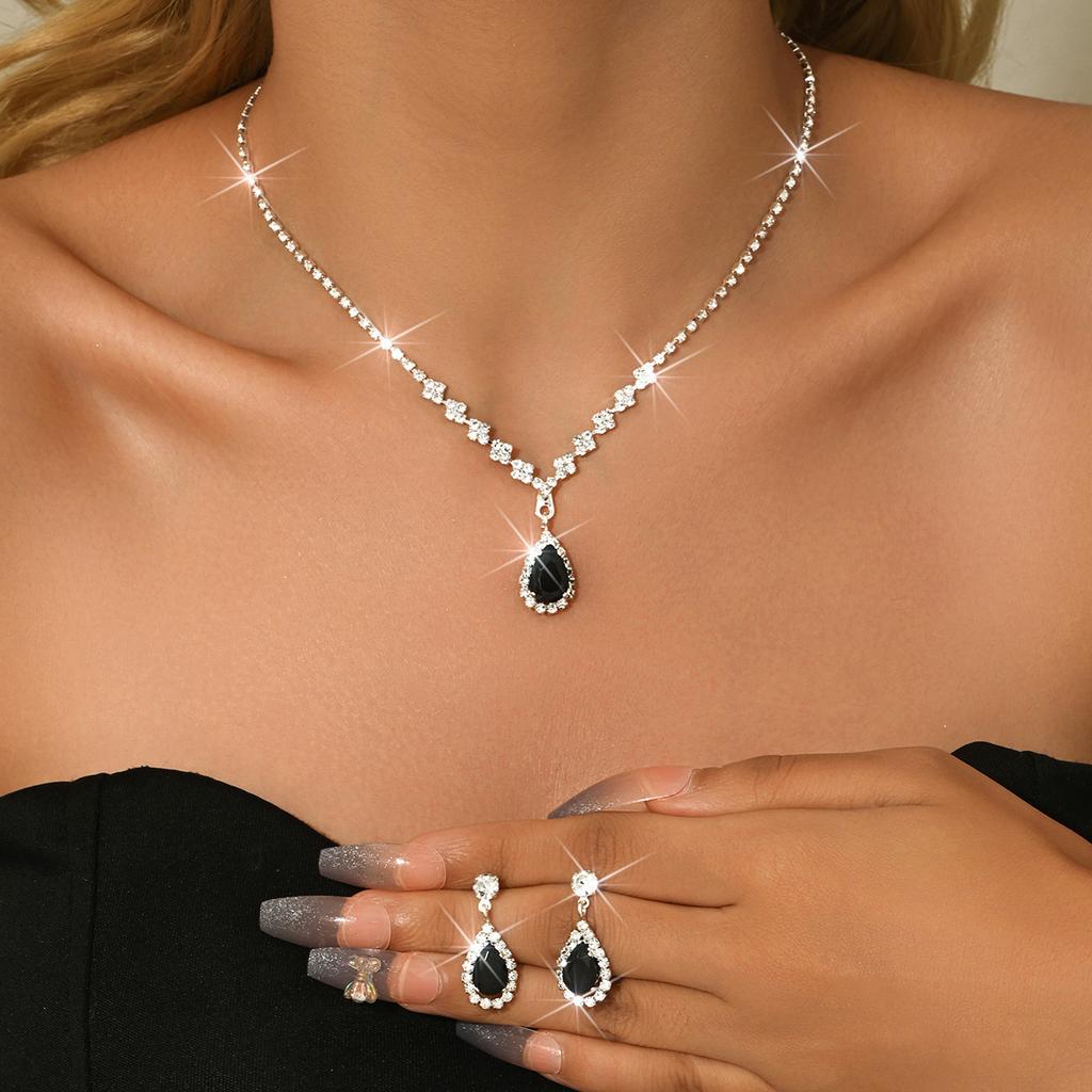Necklace And Bracelet Accessory Set - Zircon Wedding Accessories Set - Bride's Jewelry Set