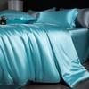Luxury Mulberry Silk Duvet Cover Set High End Satin Solid Color Quilt Cover and Pillowcases Soft Silky King Size Comforter Cover