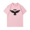 Men's 100% Cotton Crew Neck Short Sleeve T-Shirt, Retro Spread Wings Eagle Silhouette Printed Casual Lightweight Tee for Daily Street Wear