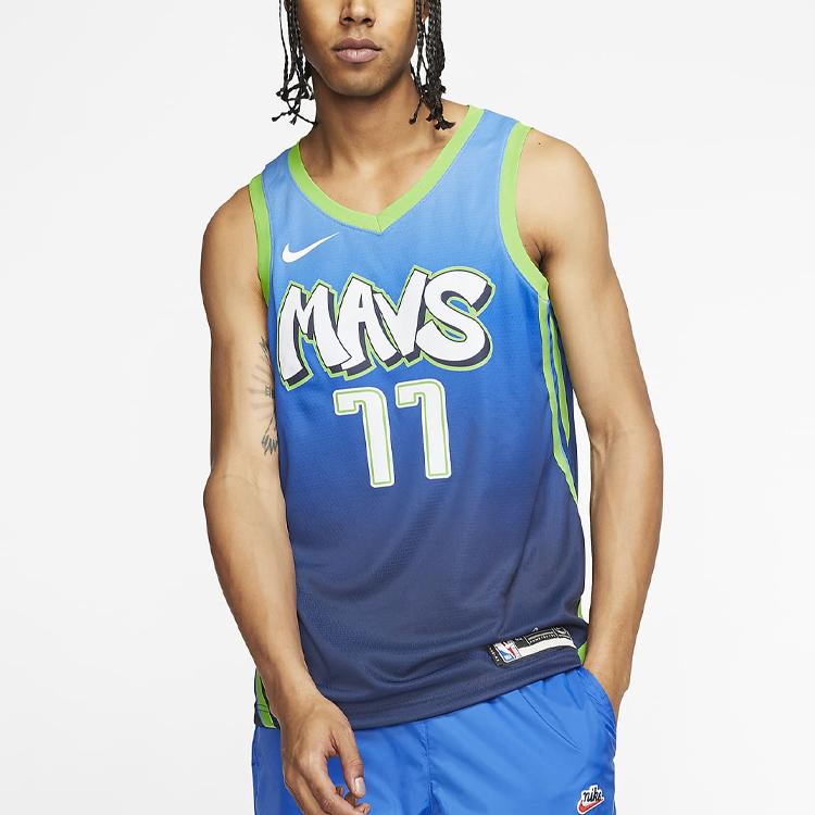 Nike Джерси City Edition Swingman 19-20 сезона Даллас Маверикс Лука Дончич # 77 Мужской баскетбольный жилет синий AV4632-465