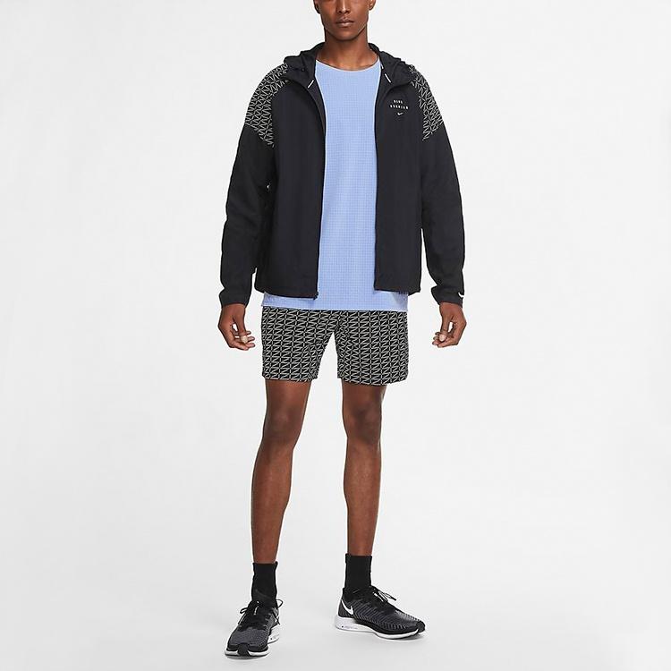 Nike Run Division Flash logo Reflective Printing hooded Running Jacket Black Men's CU7871-010