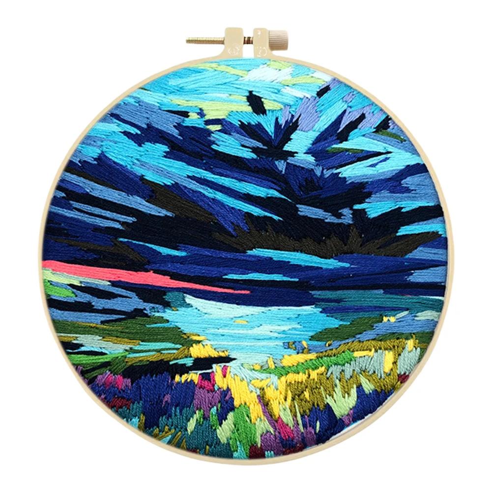 Наборы для вышивания крестом на Хэллоуин с пяльцами, цветной нитью и тканью для начинающих, DIY художественное украшение, наборы для вышивания крестом