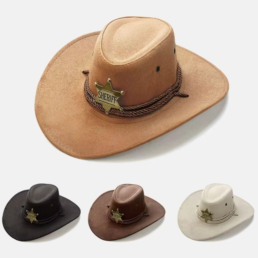 Artificial Suede Sun Sunscreen Cap Solid Color Jazz Hat Unisex Party Cosplay Hat