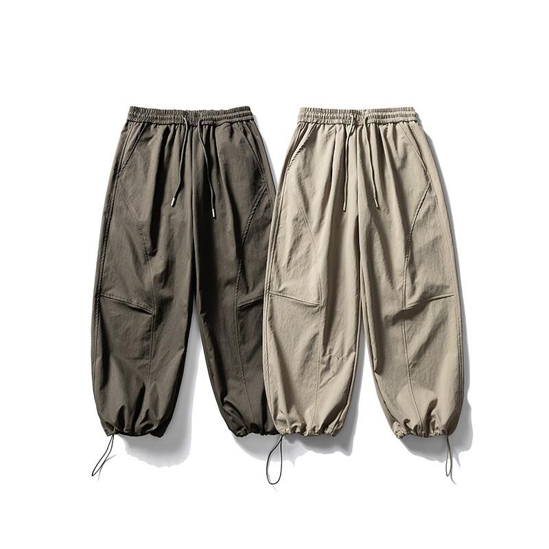 Unisex Retro Japanese Style Cargo Pants Loose Fit Cotton Linen Blend Workwear Trousers Casual Wear