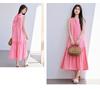 Summer 'Dragon Fruit Pulse Wave' Korean version dopamine girlish sleeveless lotus leaf backless dress with exposed back