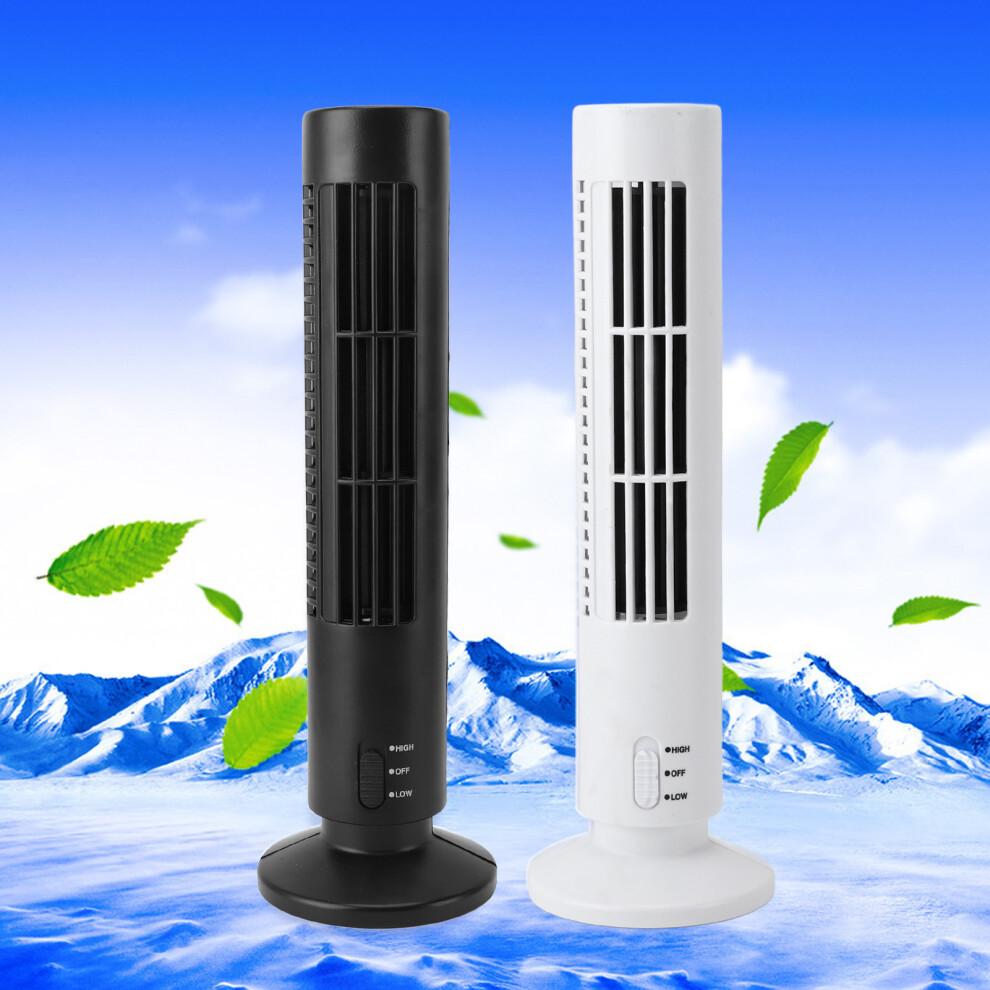 Mini Tower Fan USB Desk Fan 6x33cm Quiet Bladeless White