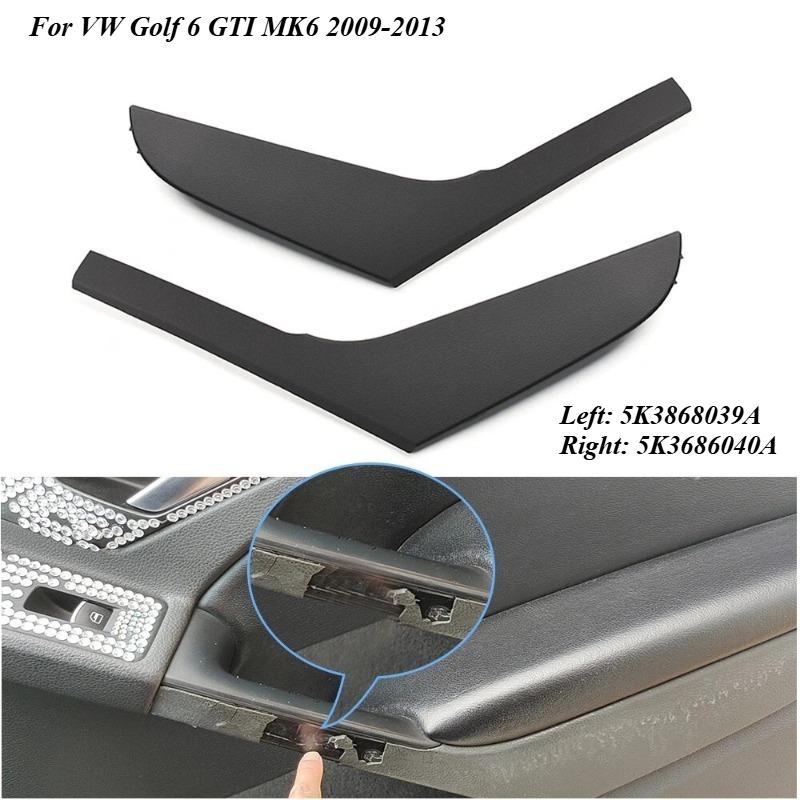 2-Doors Black Left and Right Interior Door Pull Handle Cover Panel Trim For VW Golf 6 GTI MK6 2009-2013 5K3868039A 5K3686040A