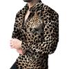Casual Leopard Print Men's Micro-elastic Long-sleeved Shirt 3D Printed Shirt